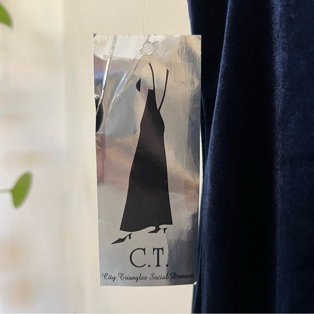 Vintage 90’s Dark Blue Velvet Maxi Dress - Picture 12 of 13